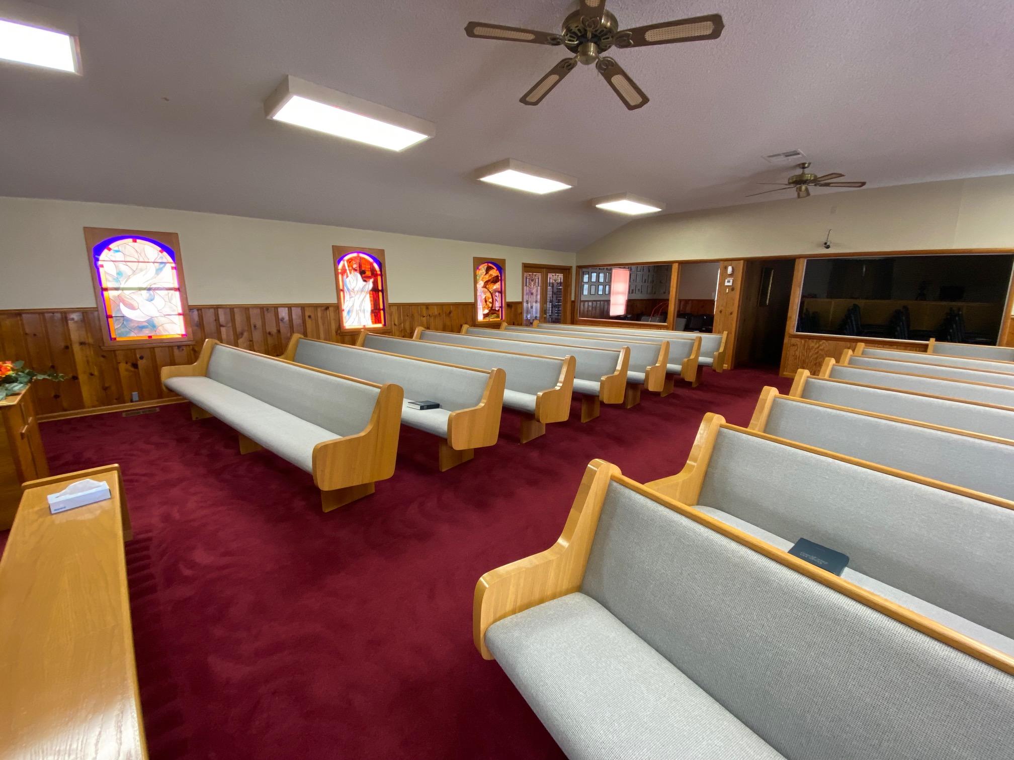 Onsite Pew upholstery from Woods Church Interiors in Atwood, Oklahoma Pic 2