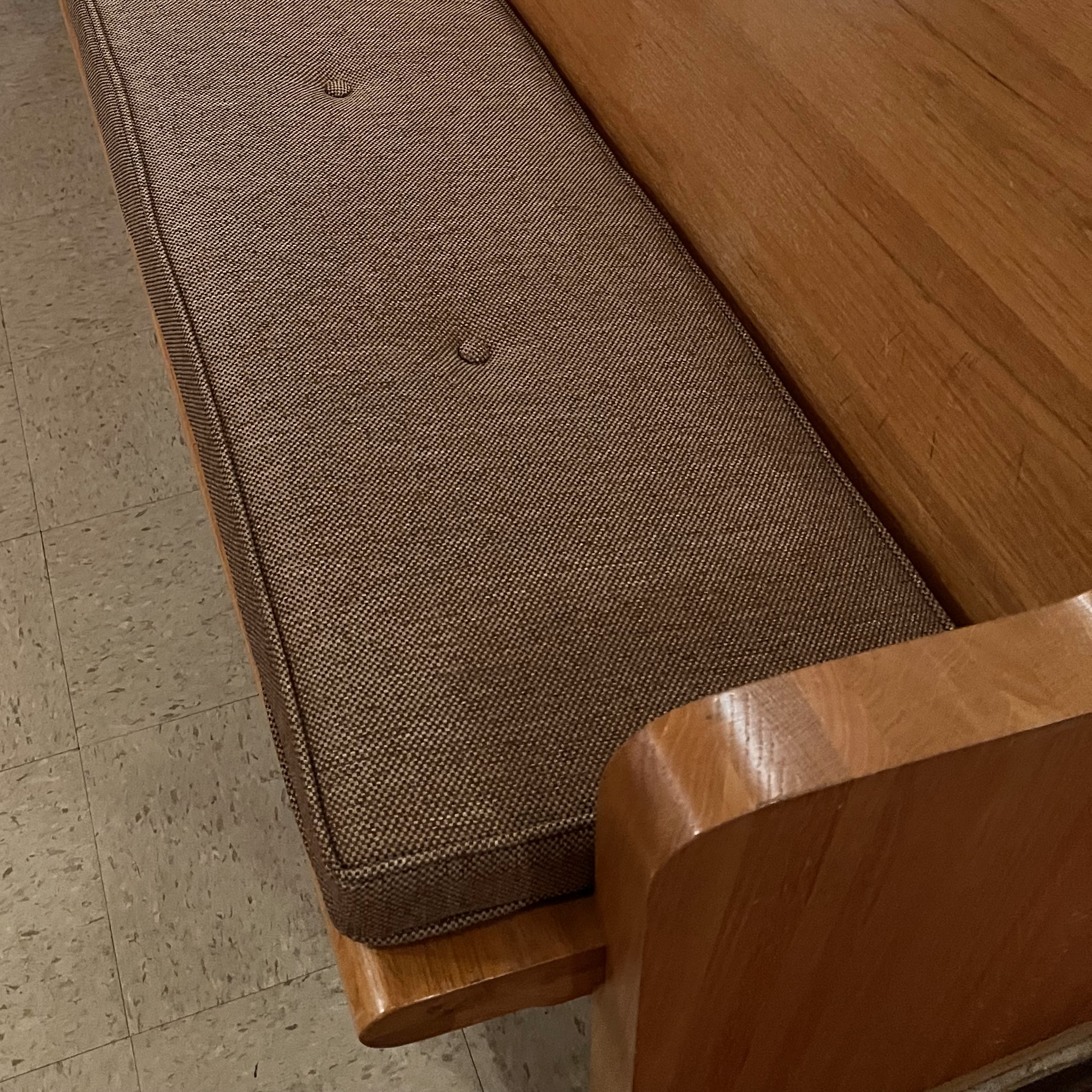 Close up of Church pew cushion delivered to the United Methodist Church in Pegram, Tennessee