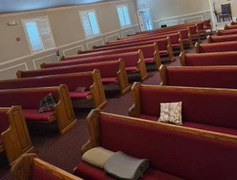 Pew Reupholstery work done by Woods Church Interiors at Nashville Road Church of Christ in Gallatin, Tennessee 8