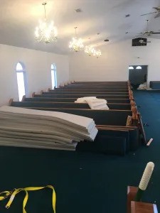 Pic 2 illustrating cost to get our church pews upholstered on site
